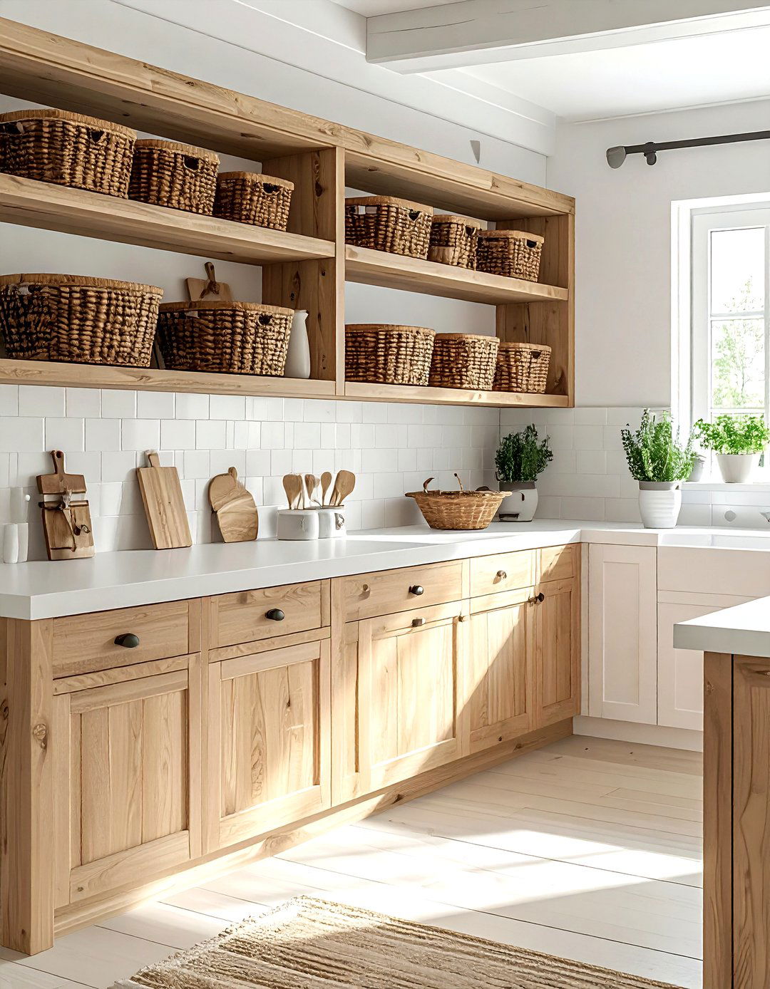 Wicker storage baskets - 30 cottage kitchen ideas