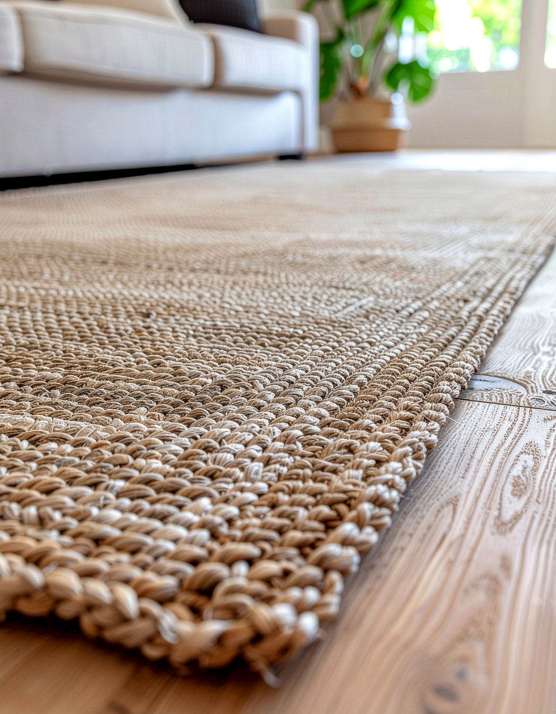 Wicker texture rug - 30 wicker living room ideas