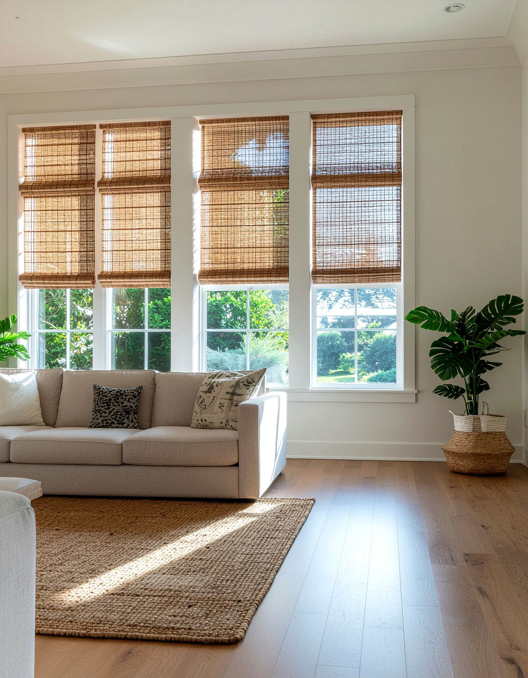 Wicker window shades - 30 wicker living room ideas