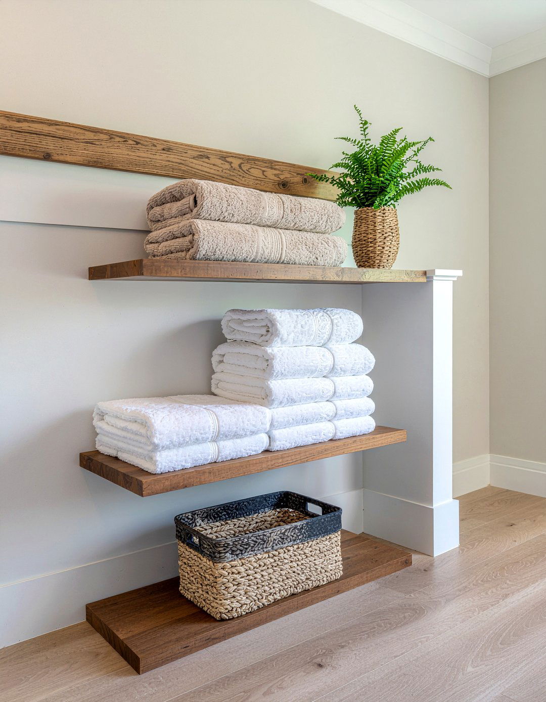 Wide bathroom ladder shelf - 30 bathroom ladder shelf ideas