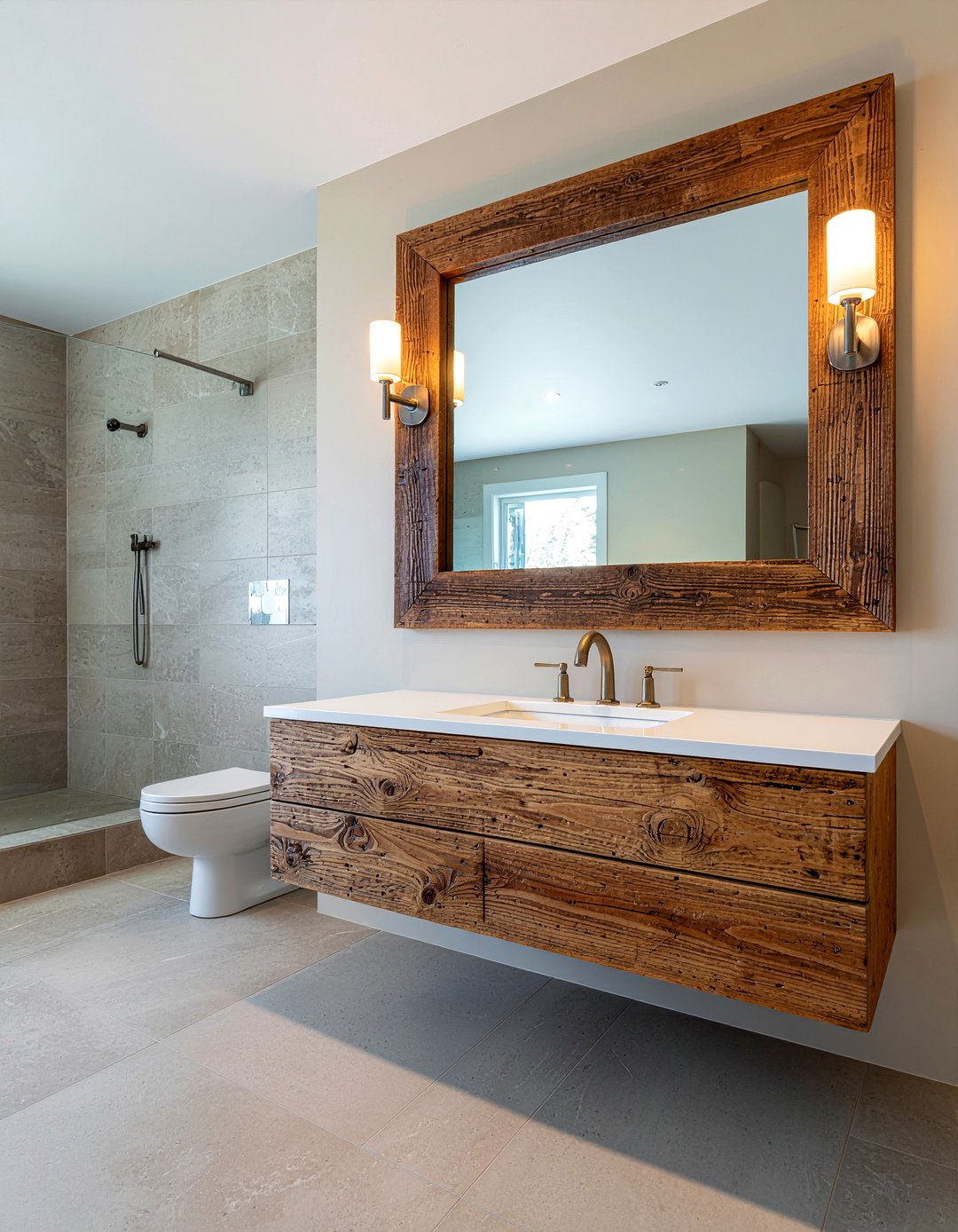 Wide plank mirror frame - 30 framed bathroom mirror ideas