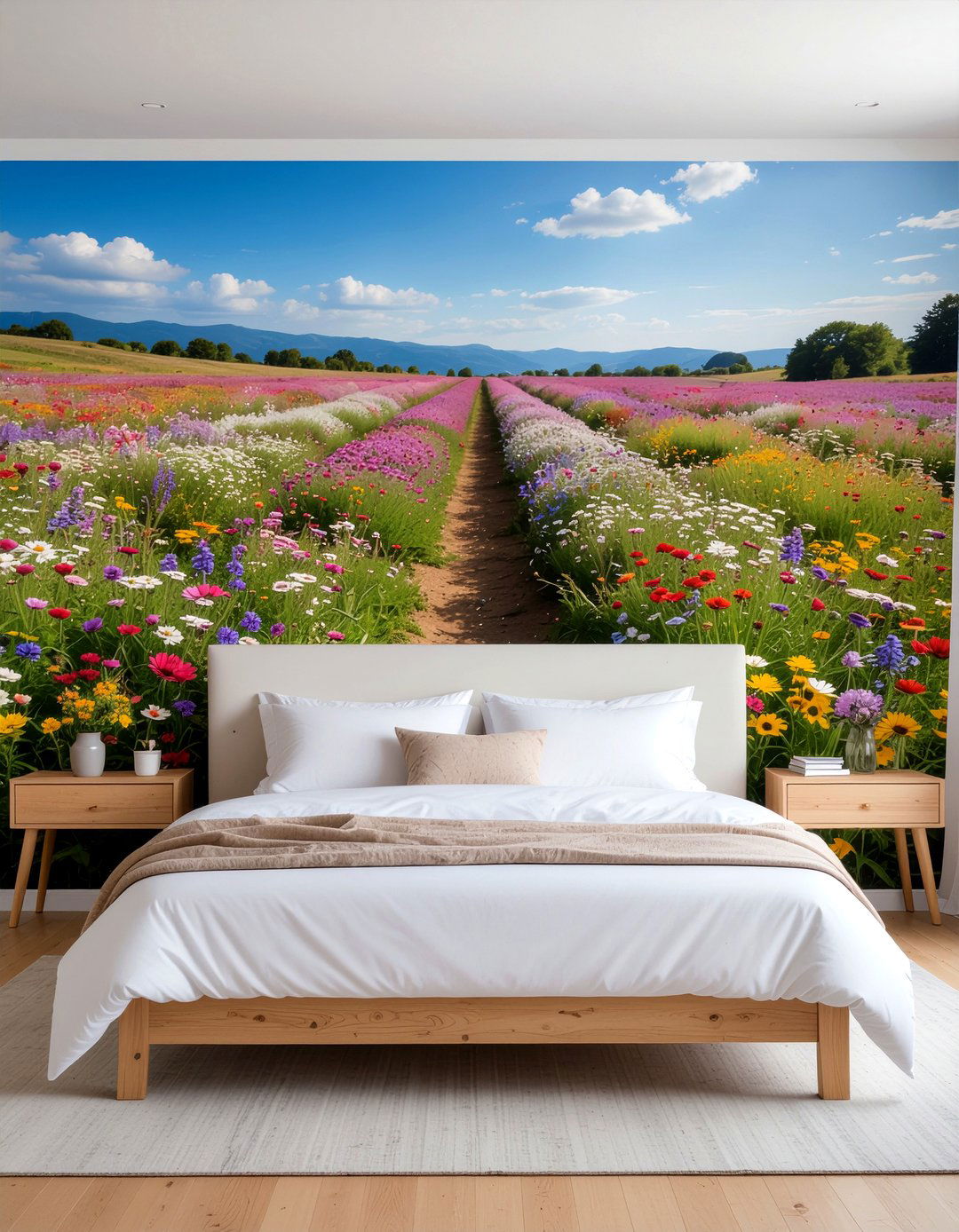 Wildflower Mural Bedroom - 30 garden themed bedroom ideas
