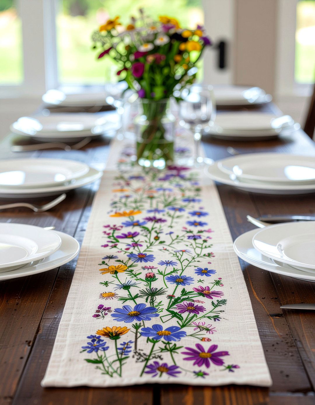 Wildflower table runner - 30 floral pattern decor ideas