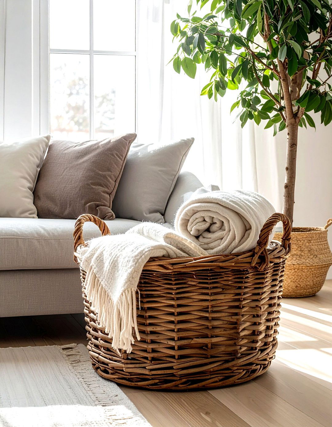 Willow branch basket - 30 forest decor ideas