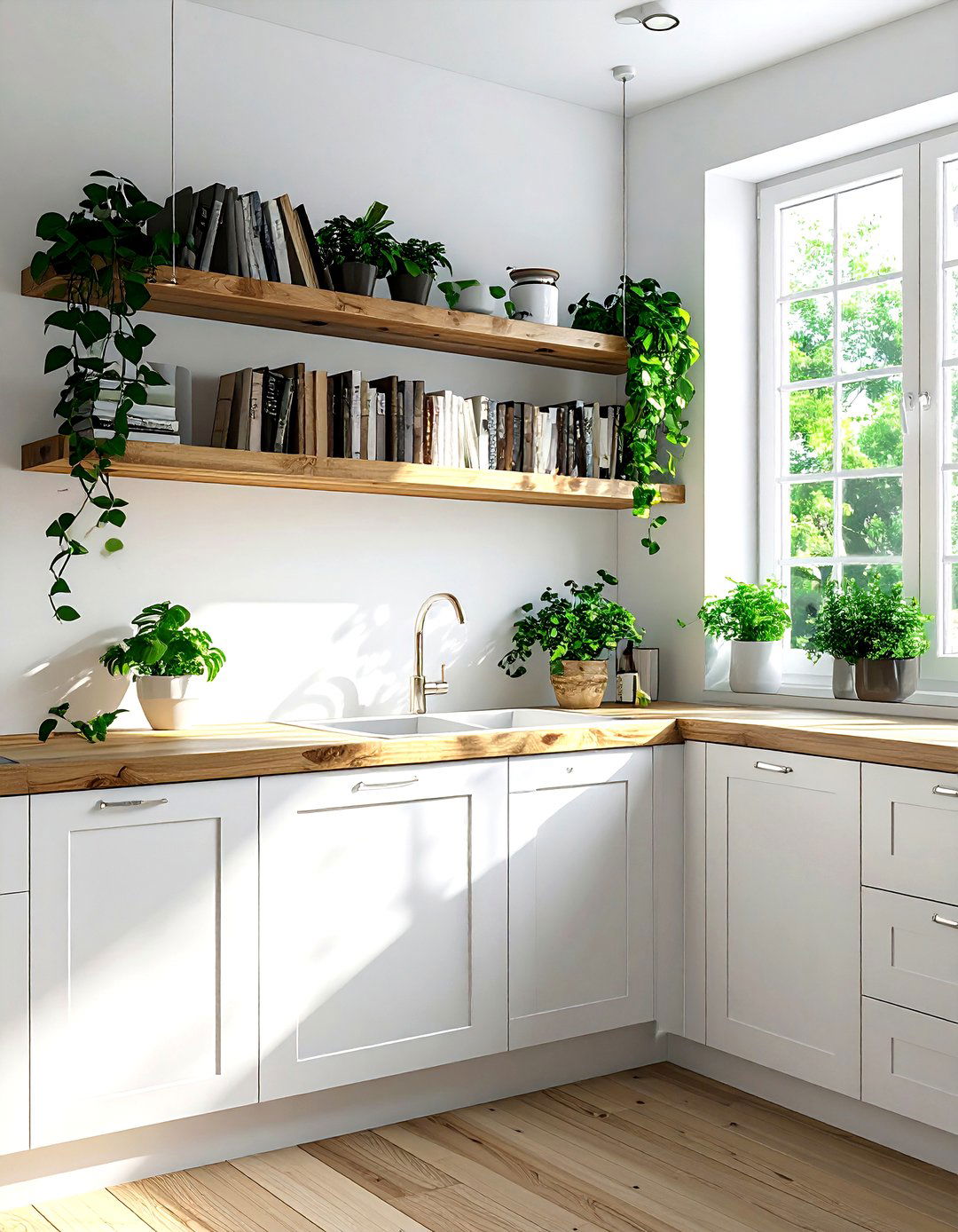 Window Bridge Shelf - 30 kitchen overhead storage ideas