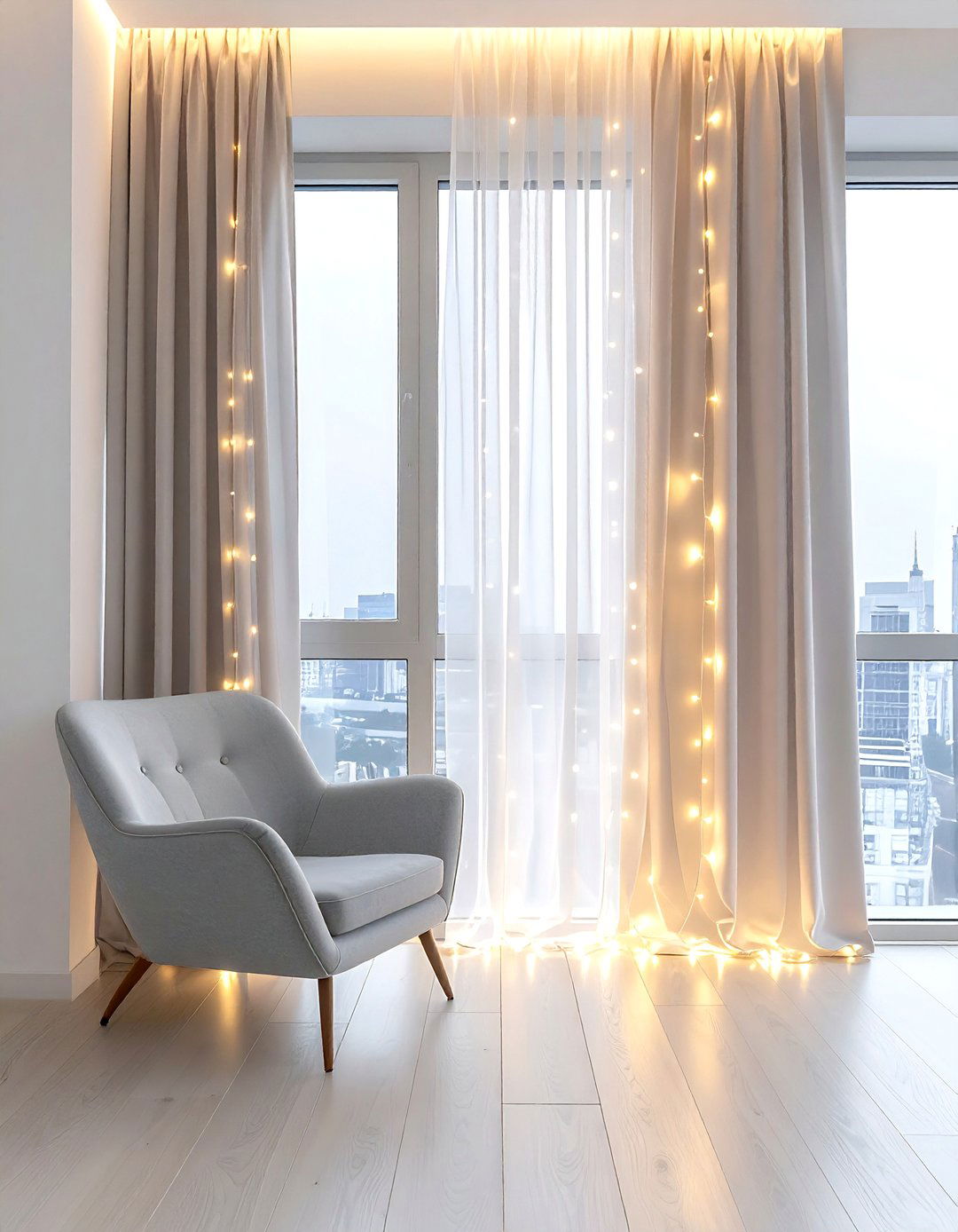 Window Curtain Light - 30 string light ideas