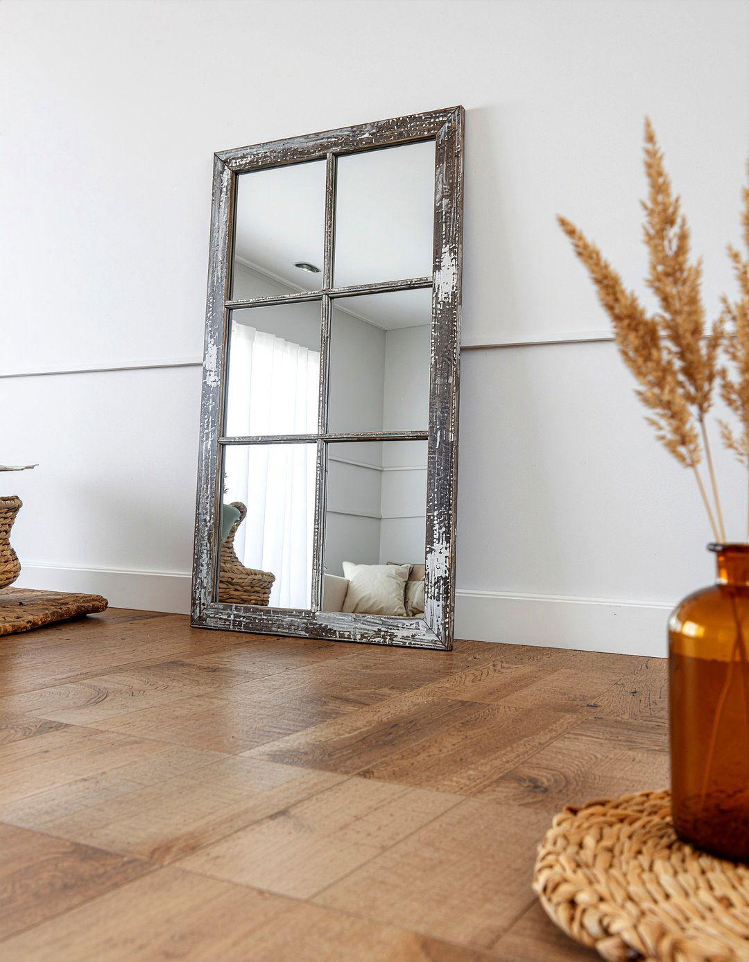 Window Frame Mirror - 30 repurposed living room ideas