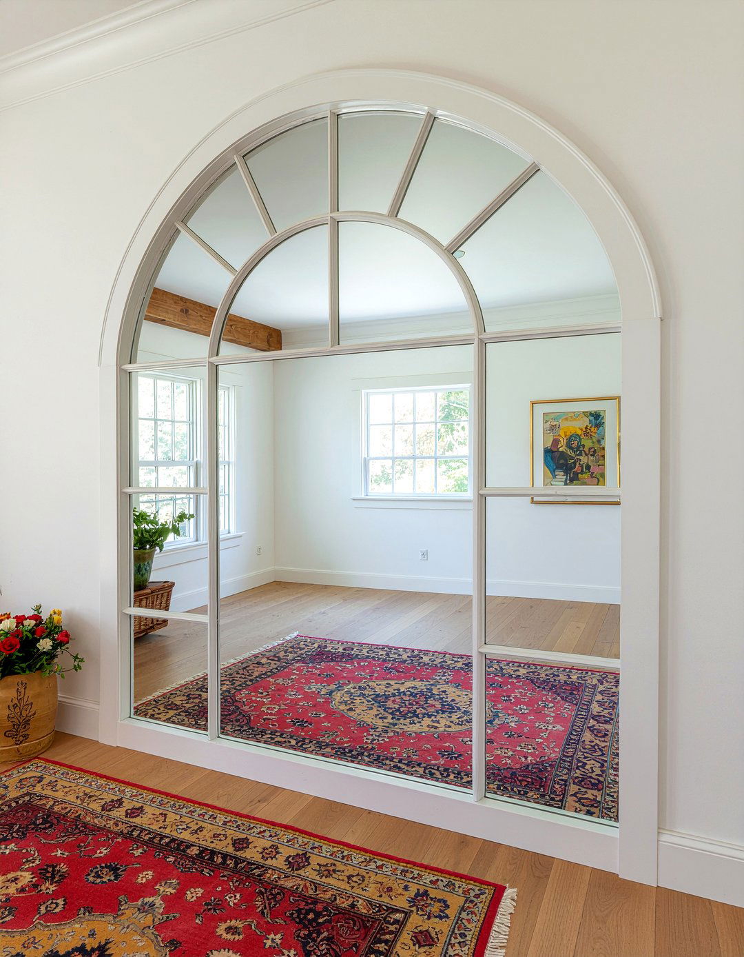 Window Pane Mirror - 30 living room mirror placement ideas