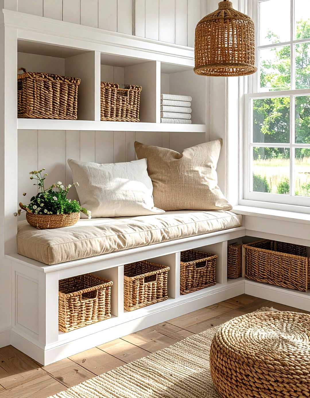 Window Seat With Wicker Baskets - 30 living room window seat storage