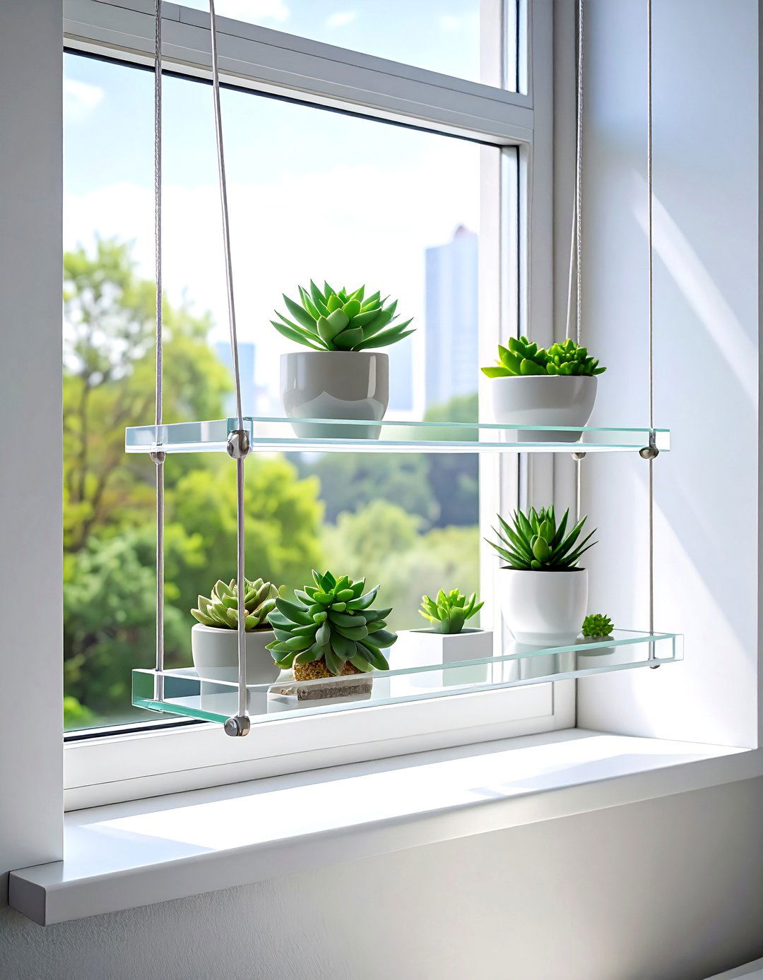 Window Shelf Unit - 30 bedroom hanging storage ideas