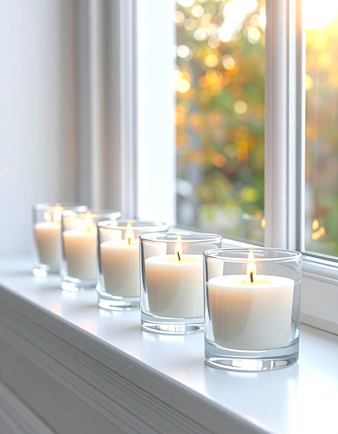 Window Sill Candle Arrangement - 30 living room candle ideas