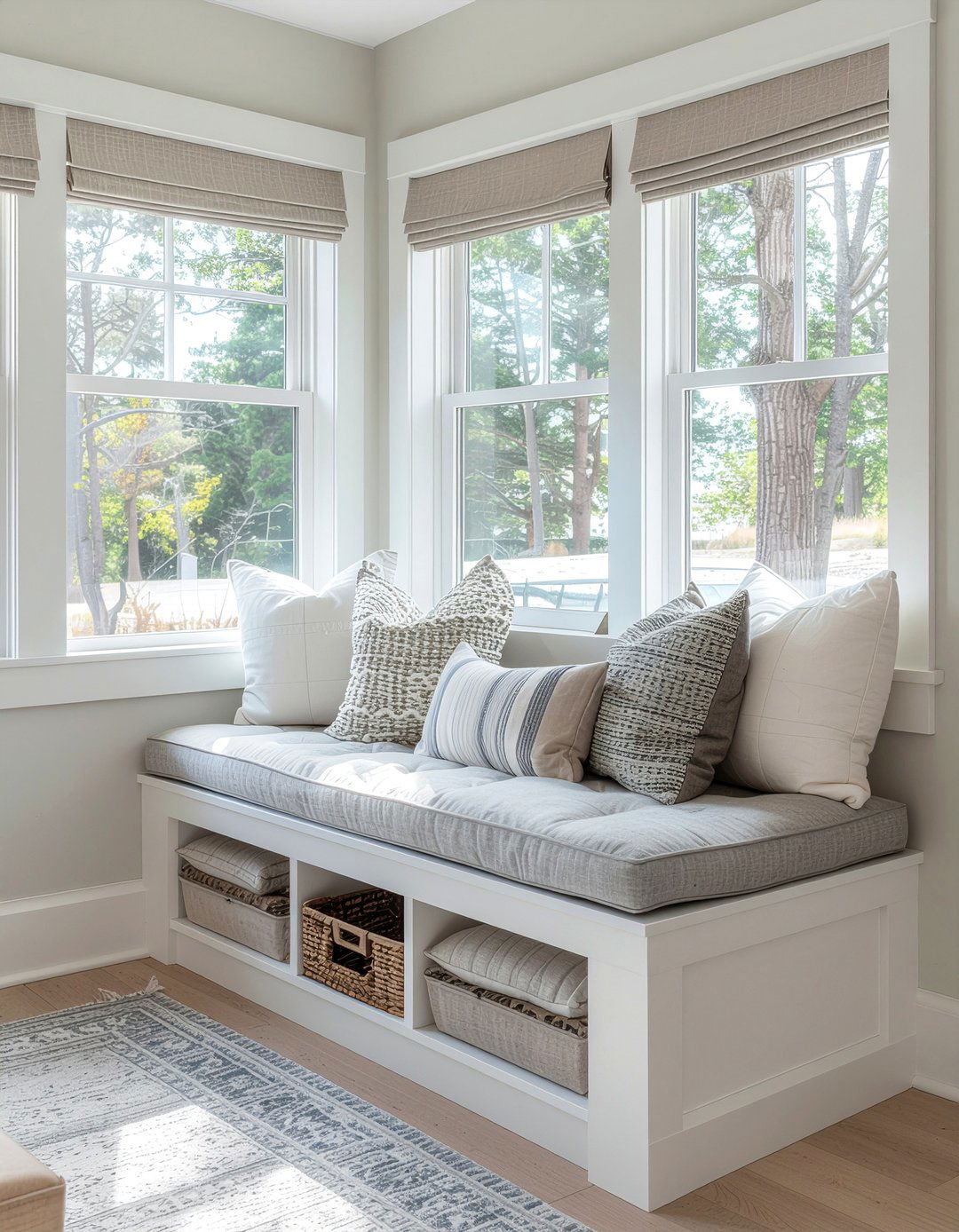Window Storage Seat - 30 dining room organization ideas