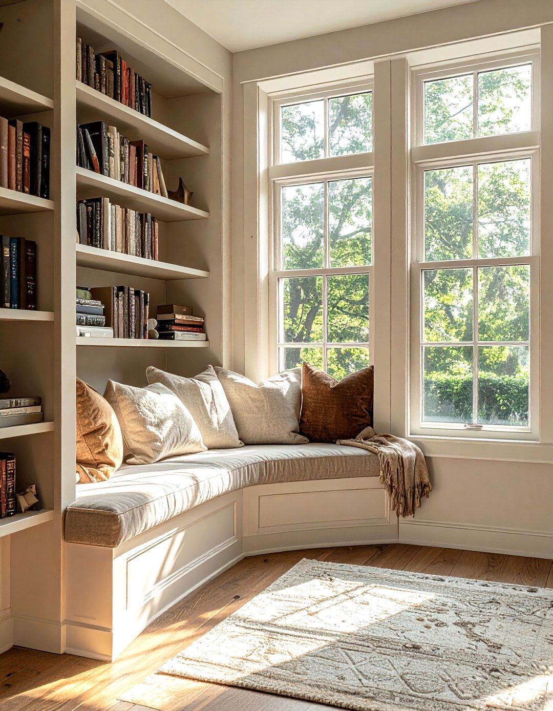 Window seat book nook - 30 book decor ideas
