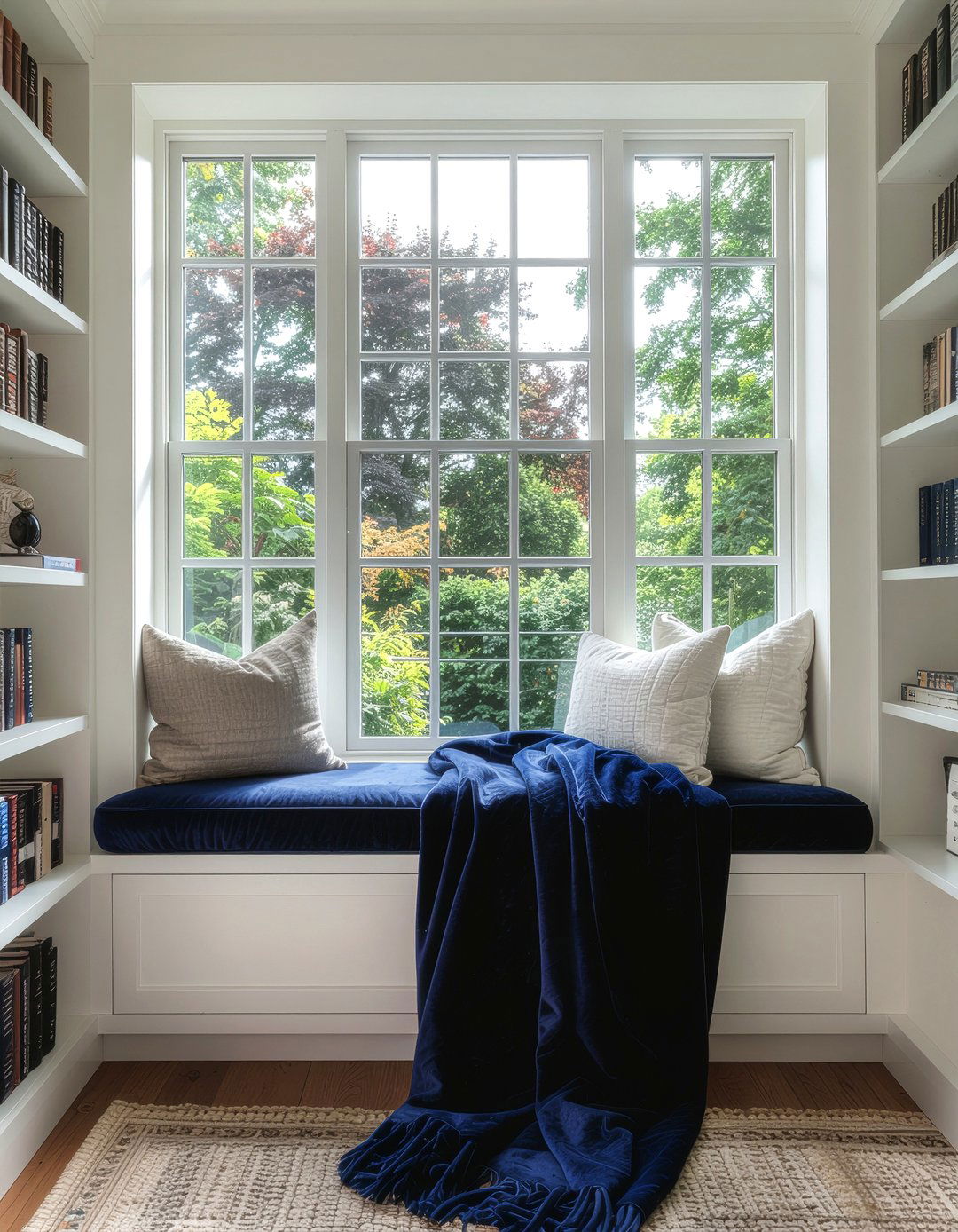 Window seat with bookshelves - 30 living room built-in bookcases