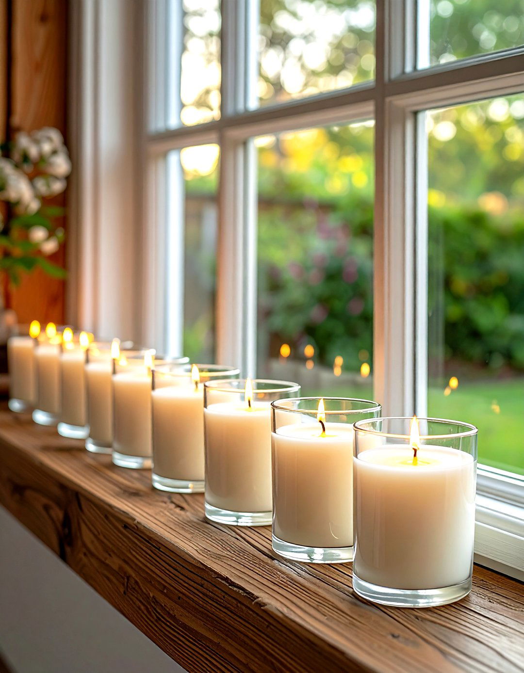 Window sill candle row - 30 candle arrangement ideas