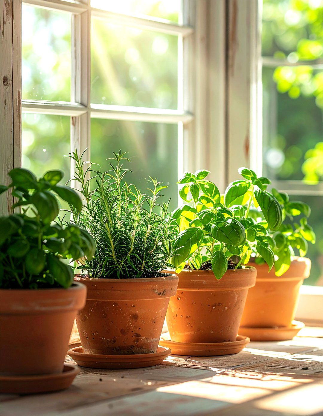 Window sill herb garden - 30 French farmhouse kitchen ideas