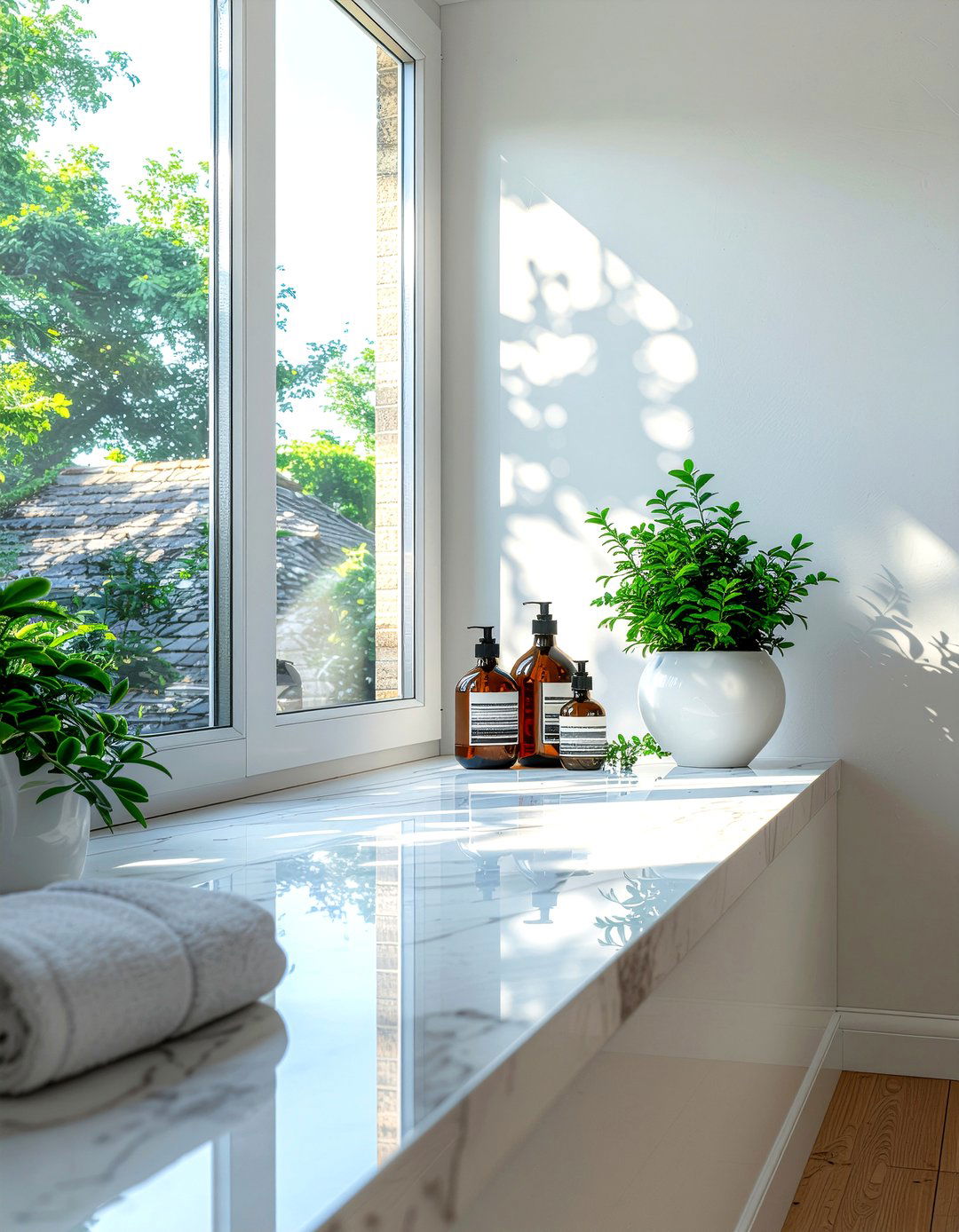 Window sill storage - 30 bathroom maximization ideas