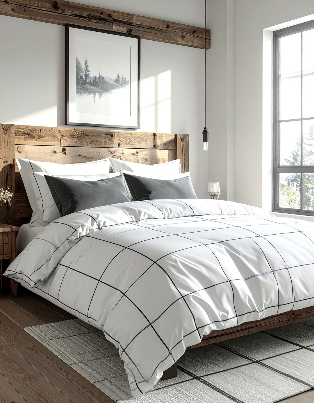 Windowpane plaid bedding - 30 plaid decor ideas