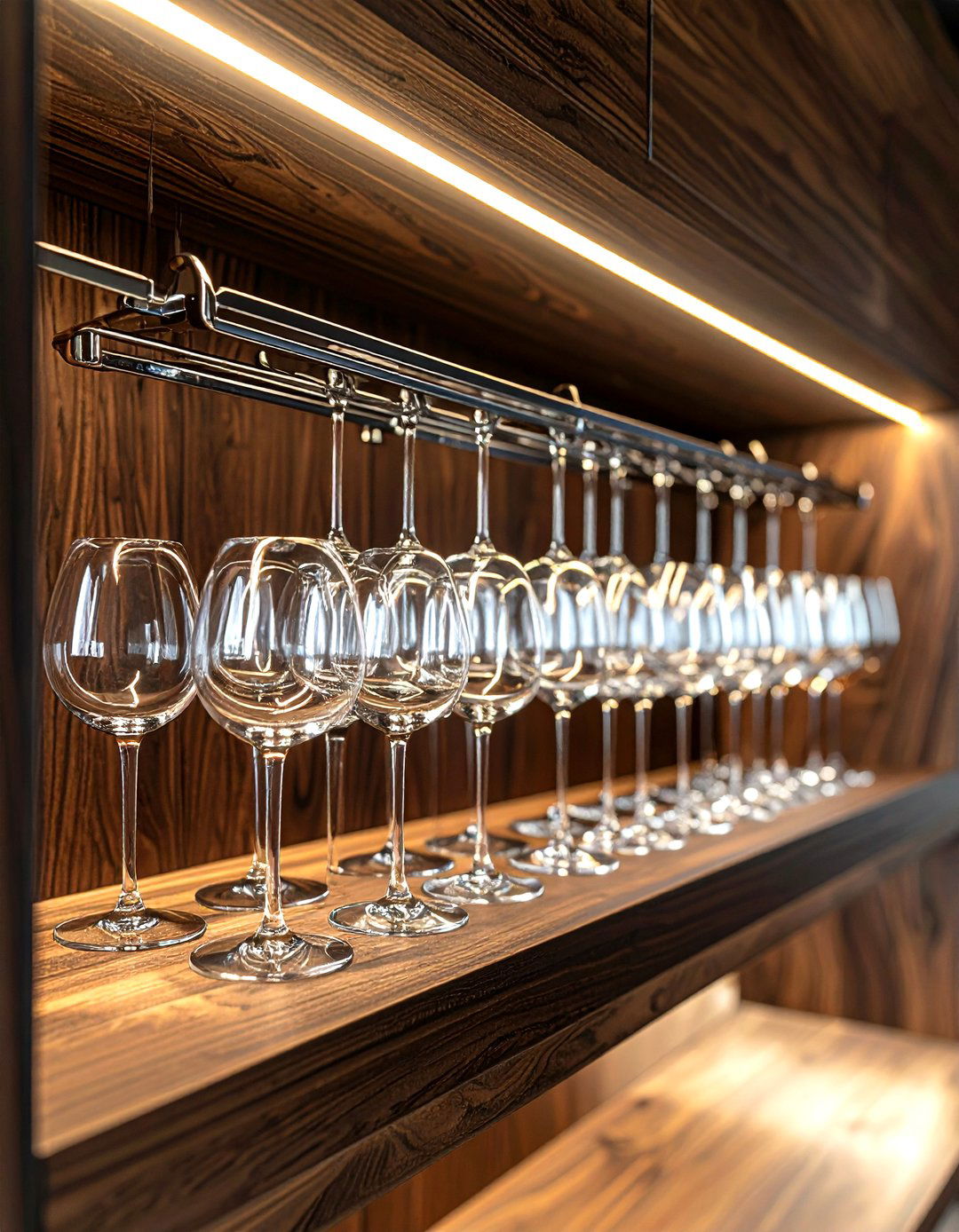 Wine Glass Rack Under Shelf - 30 kitchen organization hacks