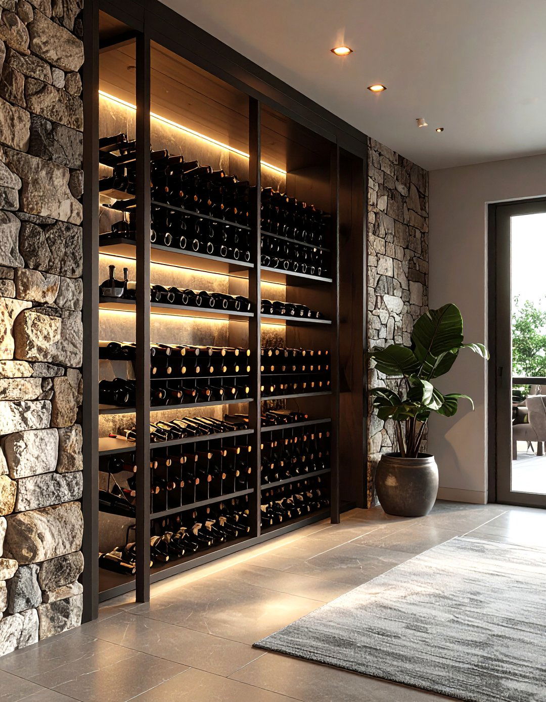 Wine Rack Wall - 30 dining room creative storage ideas