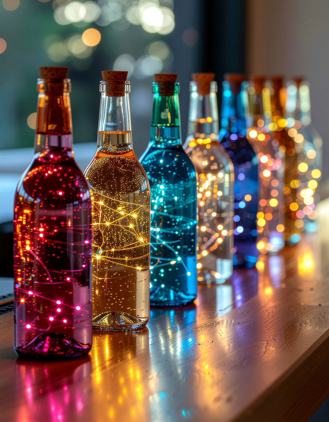 Wine bottle fairy lights - 30 fairy light ideas