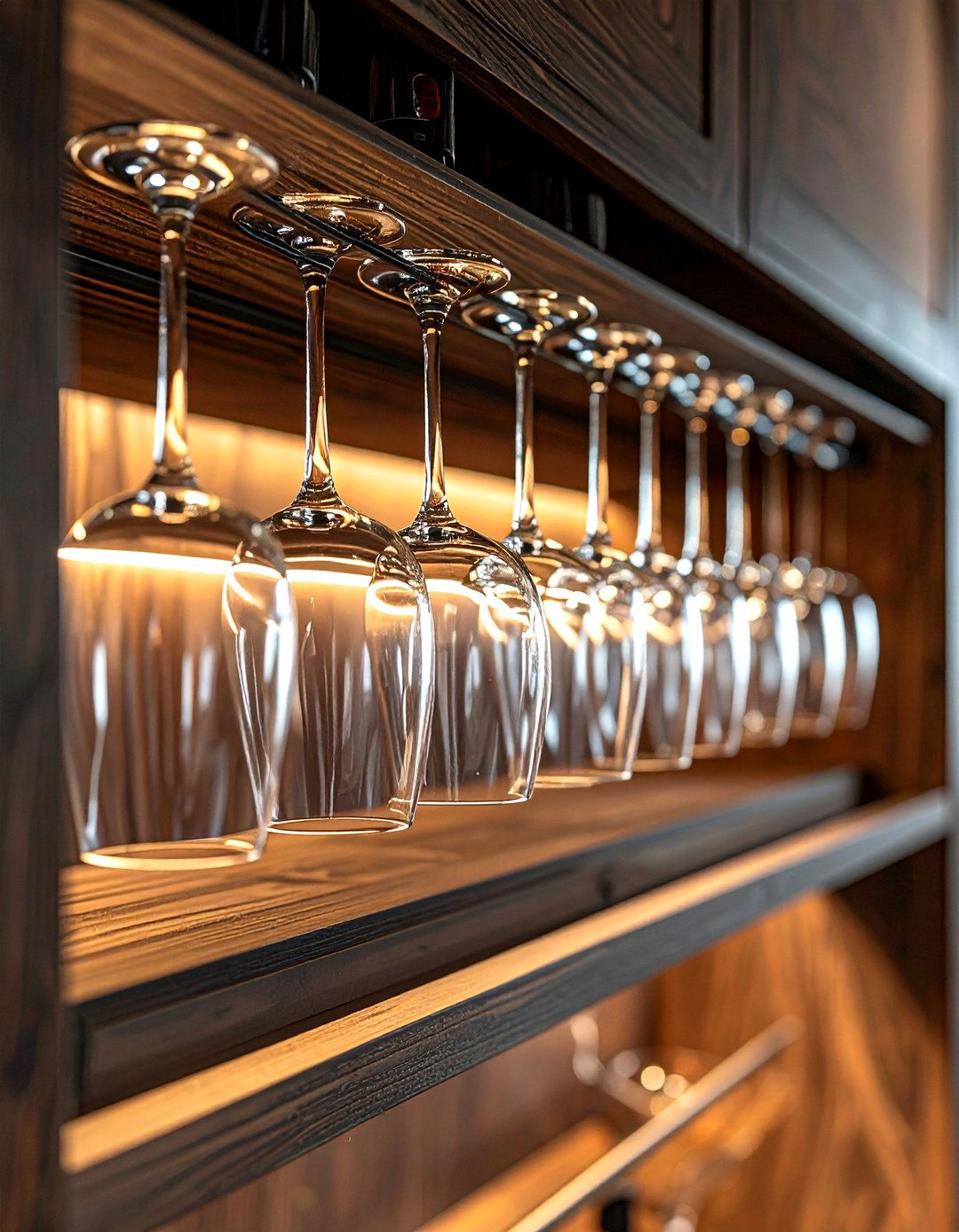 Wine glass rack under cabinet - 30 kitchen storage hacks