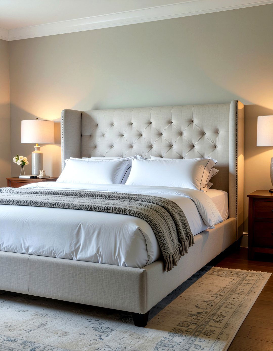 Wingback Channel Tufted Headboard - 30 bedroom channel tufted headboards