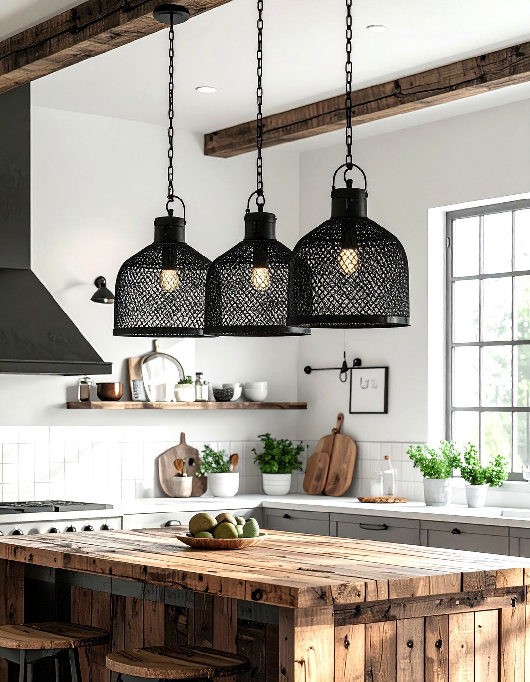 Wire Basket Kitchen Pendant - 30 industrial pendant kitchen ideas