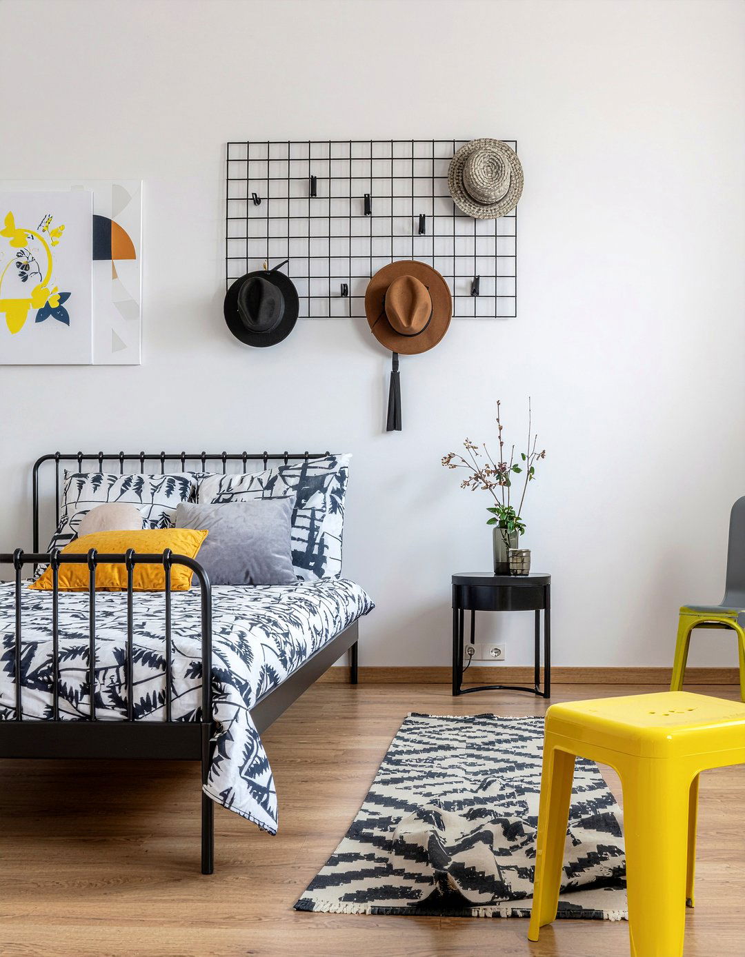 Wire Grid Hat Rack - 30 bedroom hat storage ideas