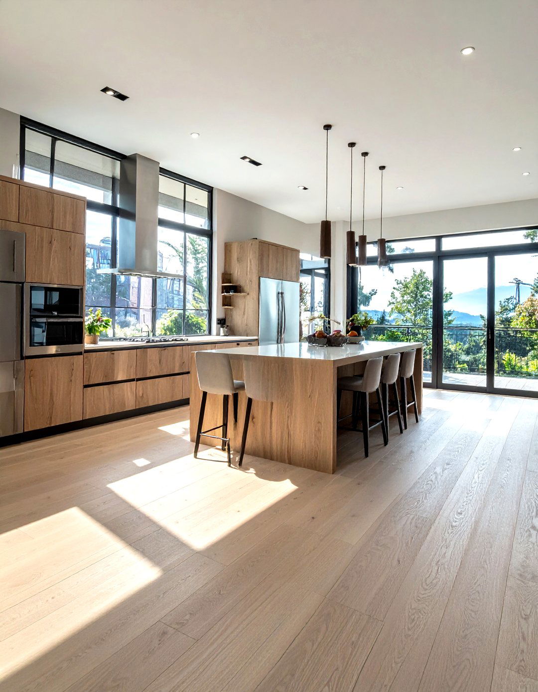 Wire brushed wood floors - 30 textured kitchen ideas