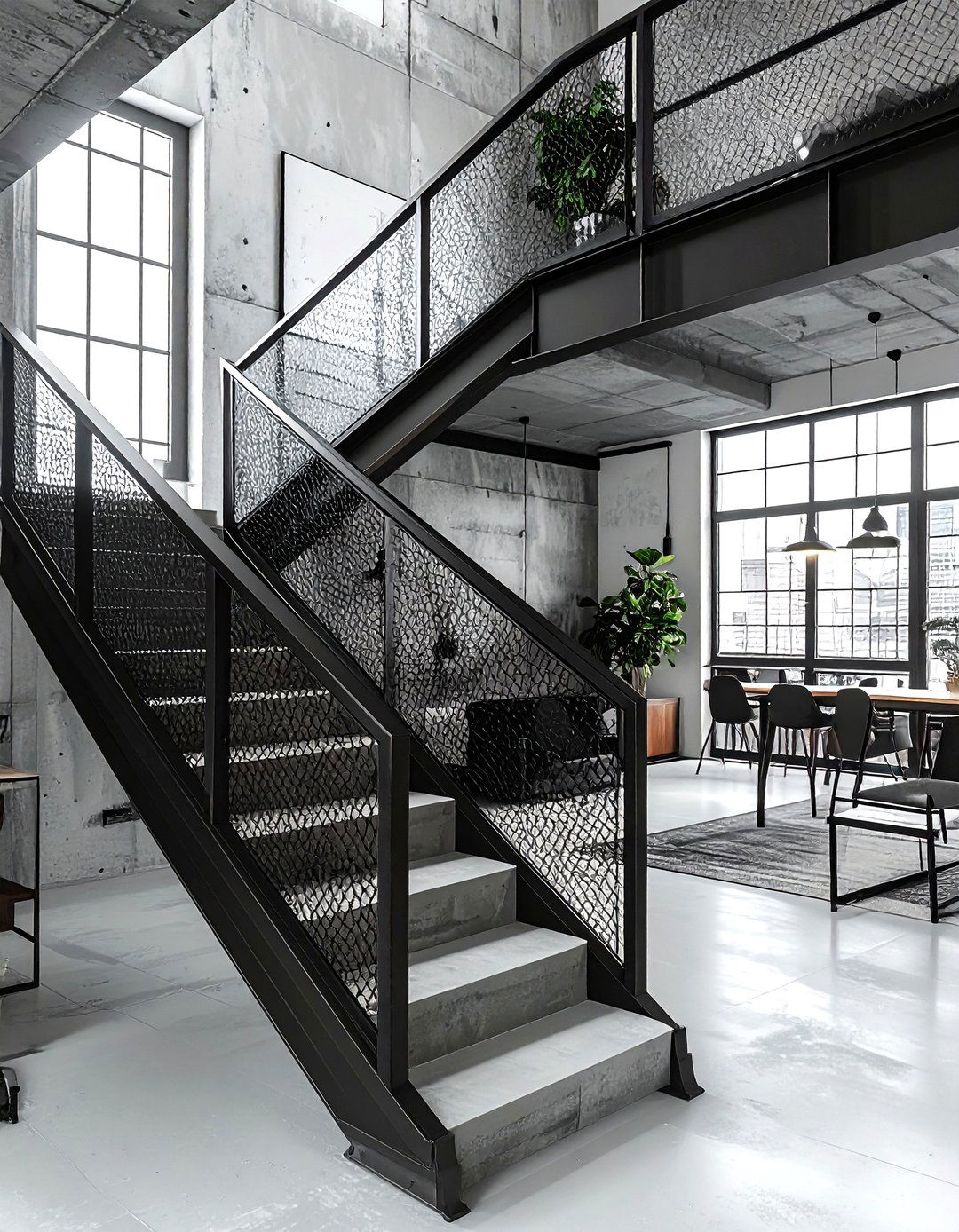 Wire mesh railing - 30 stair railing ideas