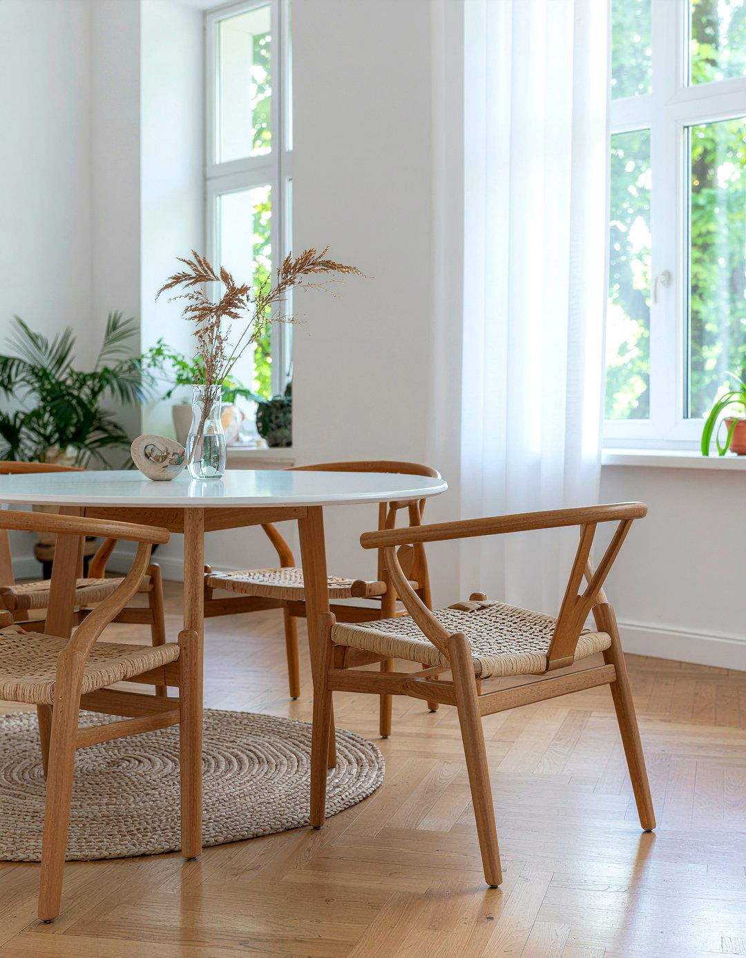 Wishbone Chair Set - 30 Nordic dining room ideas