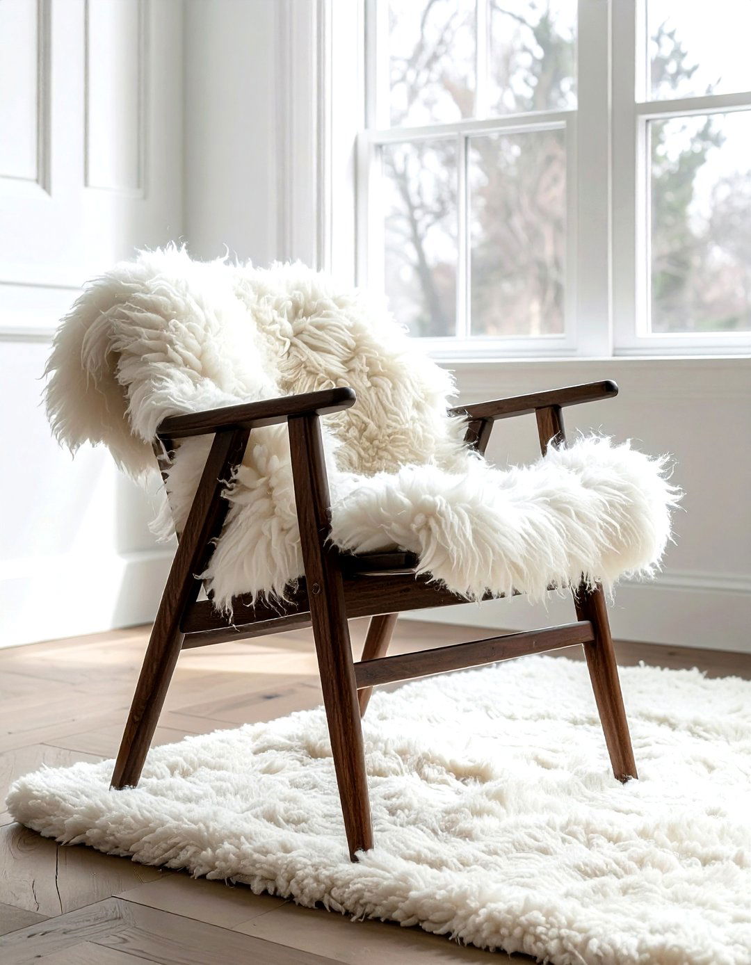 Wishbone chair sheepskin throw - 30 wishbone dining chair ideas