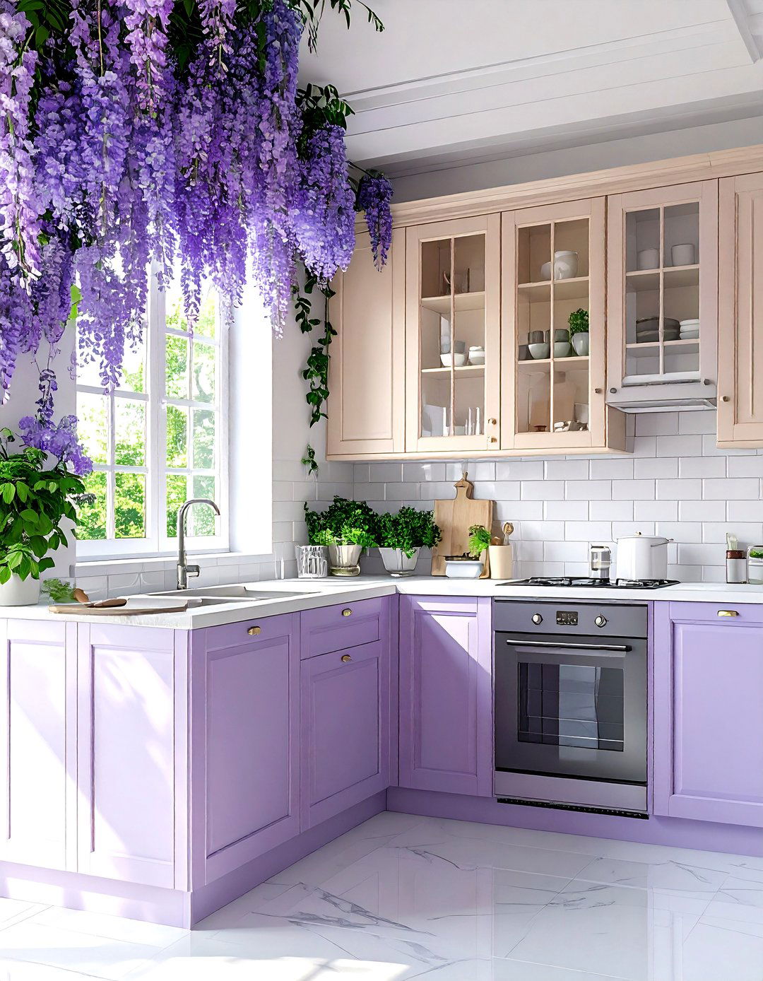 Wisteria kitchen walls - 30 purple kitchen color schemes