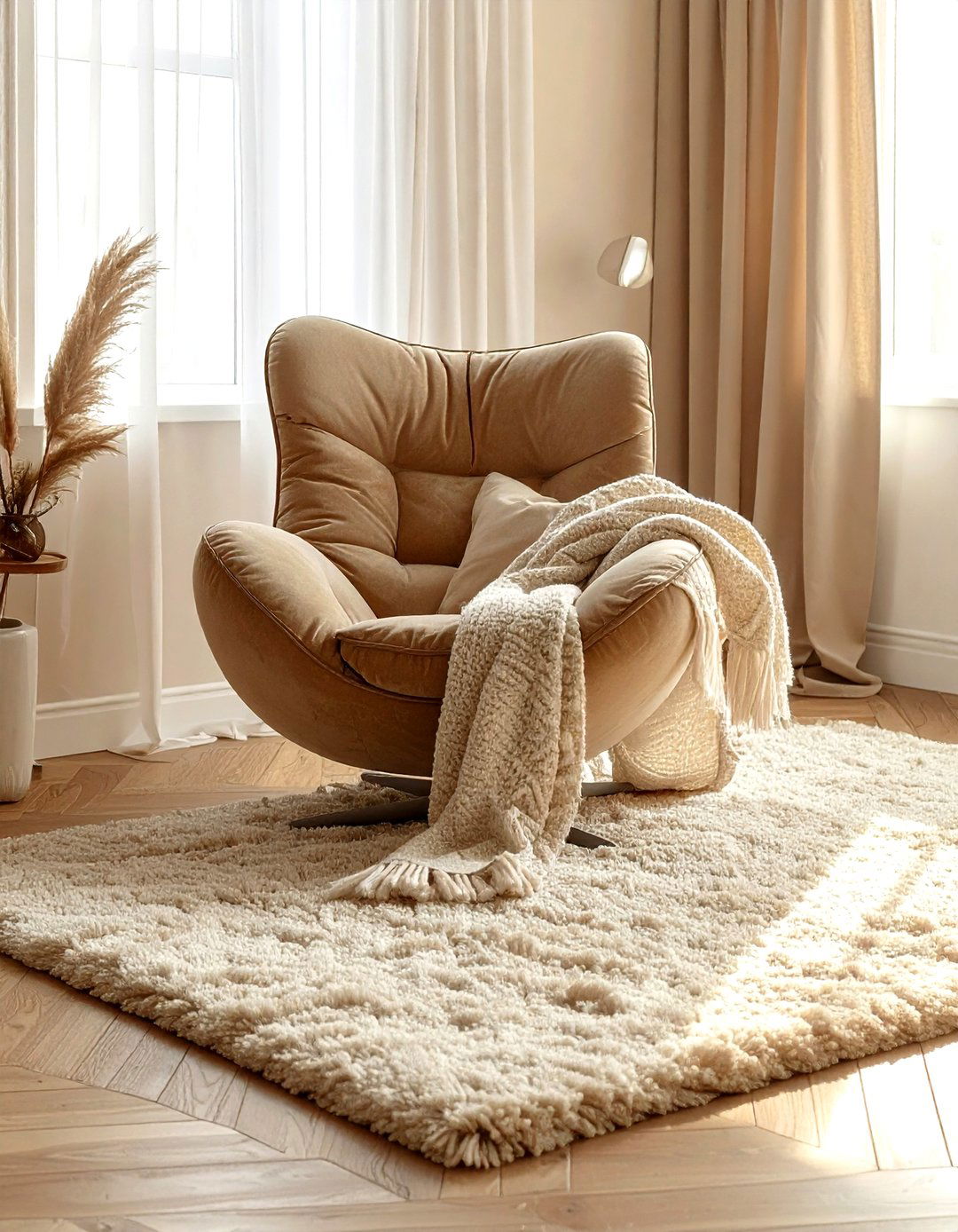 Womb Chair With Throw Blanket - 30 living room womb chair ideas
