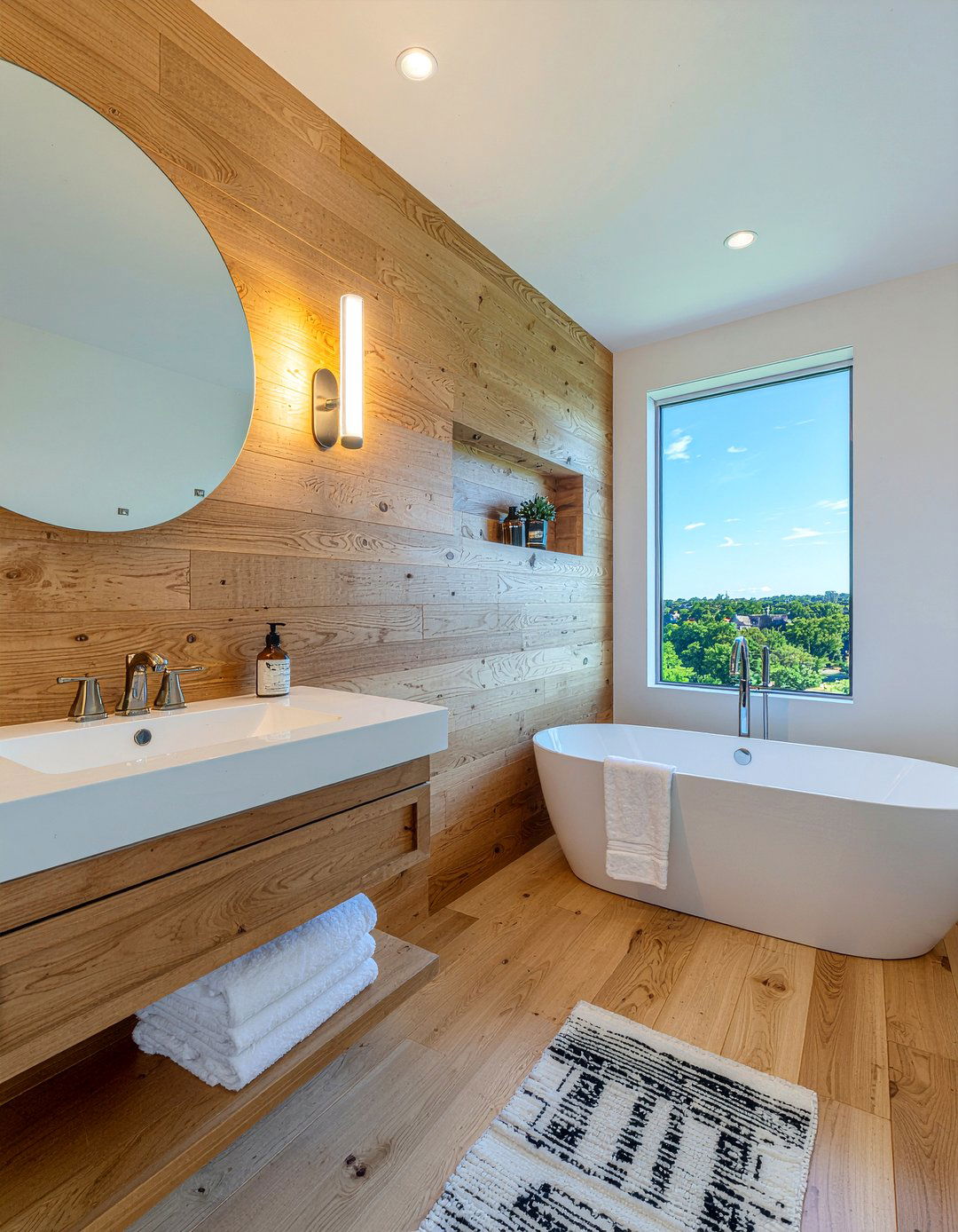 Wood Accent Bathroom - 30 bathroom addition ideas