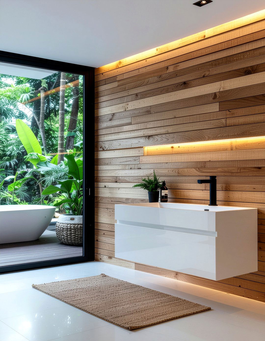 Wood Accent Wall - 30 bathroom feature ideas