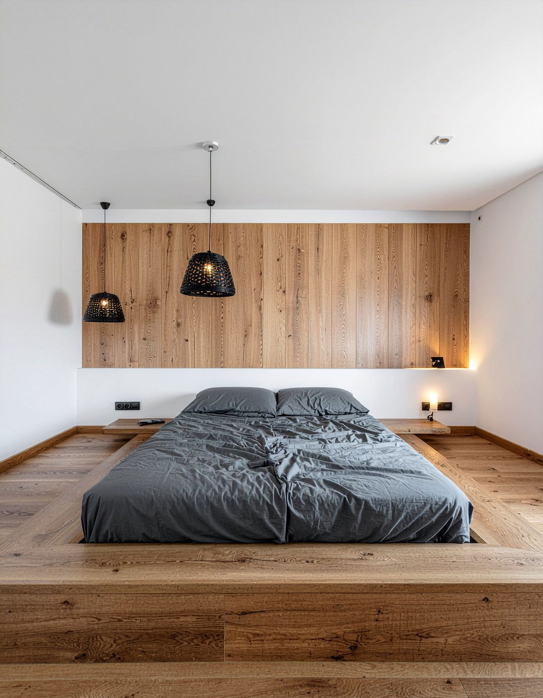 Wood Accent Wall - 30 nature themed bedroom ideas