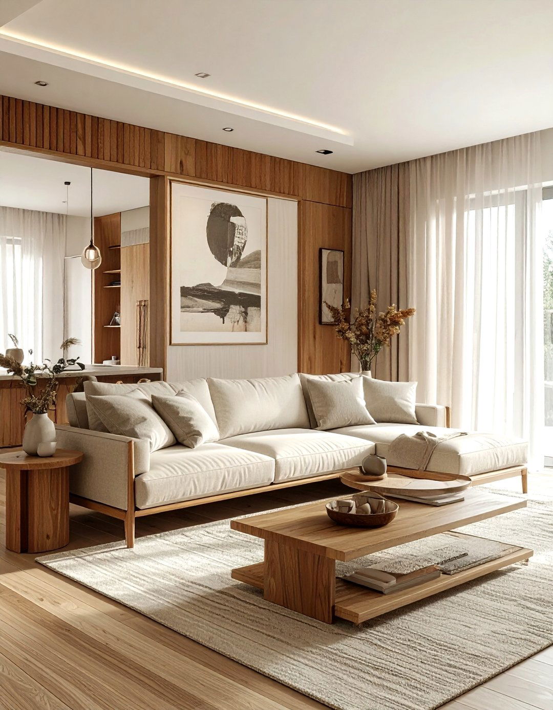 Wood And Beige Living Room - 30 beige living room design ideas
