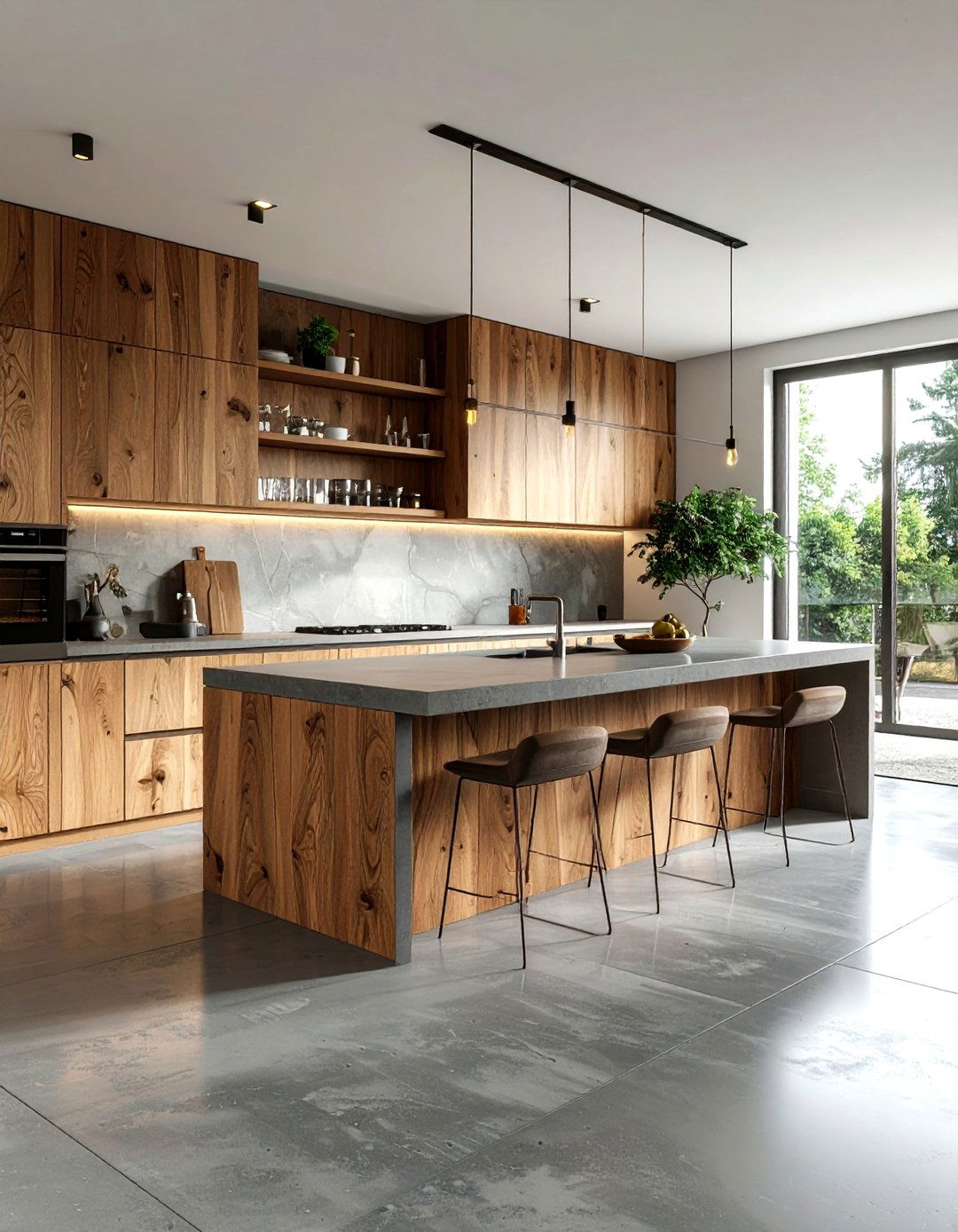 Wood And Concrete Kitchen - 30 polished concrete floor kitchen ideas