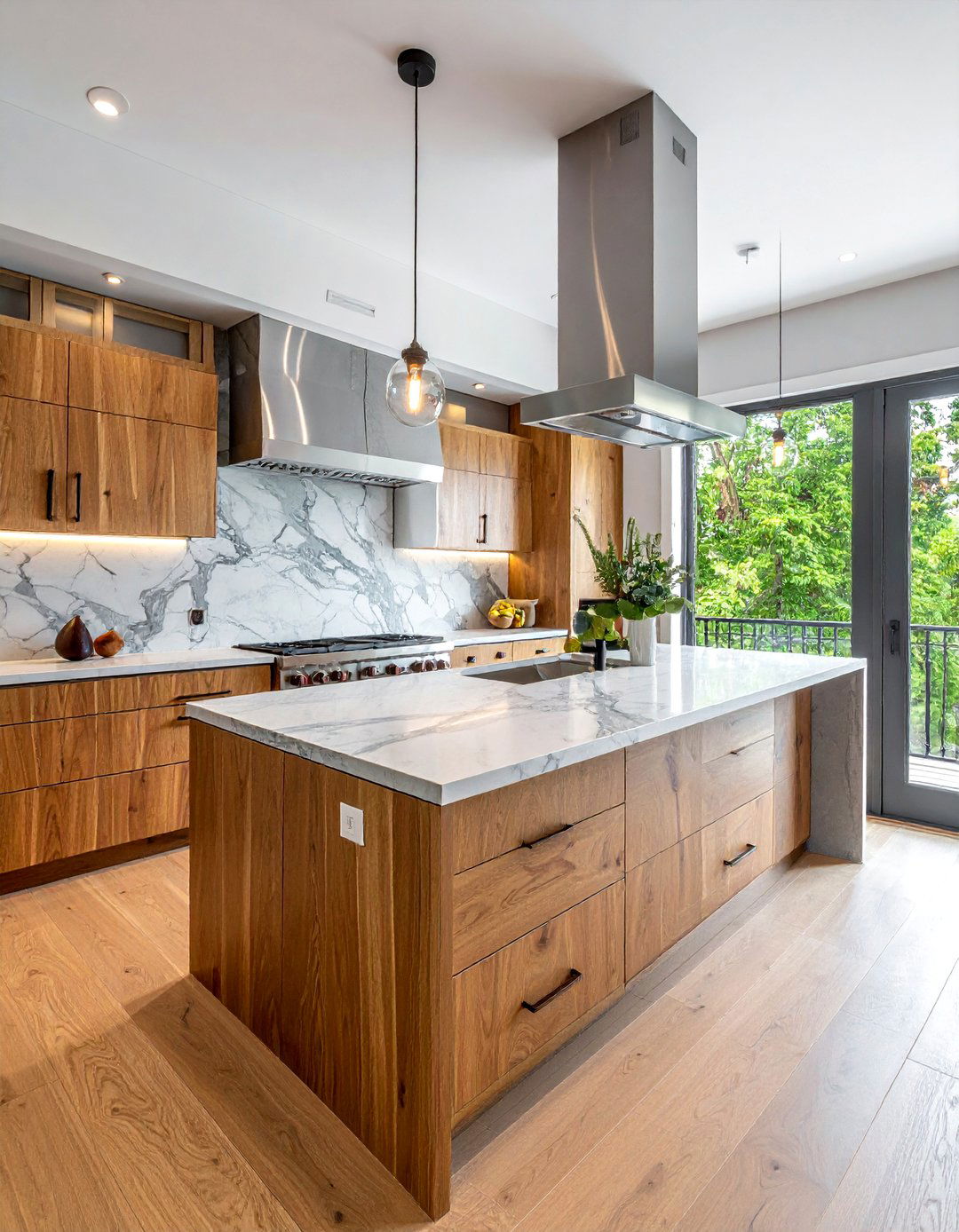 Wood And Marble Kitchen - 30 warm wood kitchen ideas