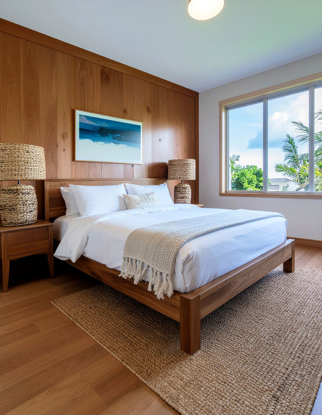 Wood And Seagrass - 30 seagrass bedroom ideas