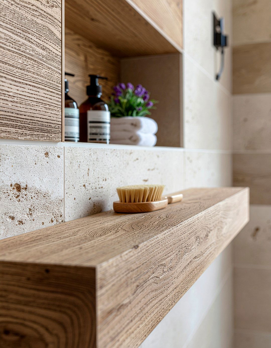 Wood Bathroom Niche - 30 bathroom recessed shelf ideas