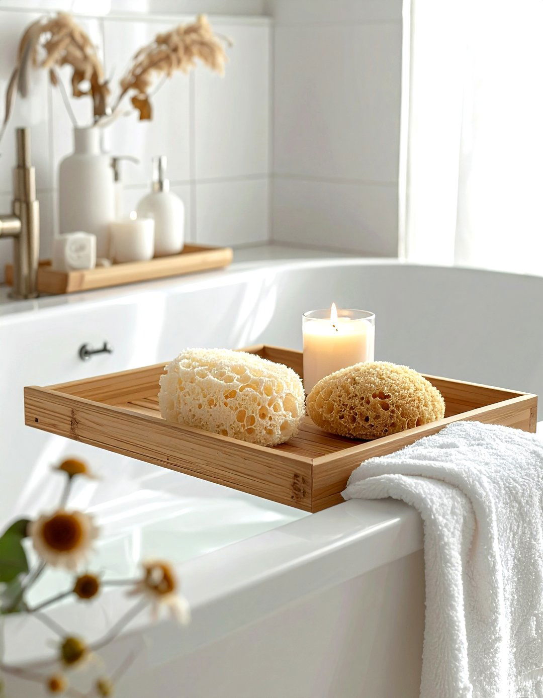 Wood Bathroom Tray - 30 decor final detail ideas