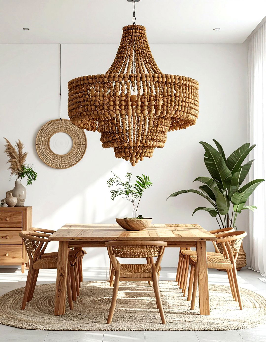 Wood Bead Chandelier - 30 dining room chandelier ideas