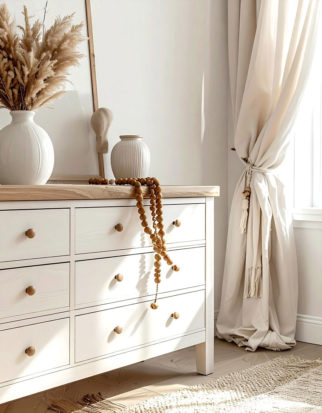 Wood Bead Garland - 30 dresser decor ideas