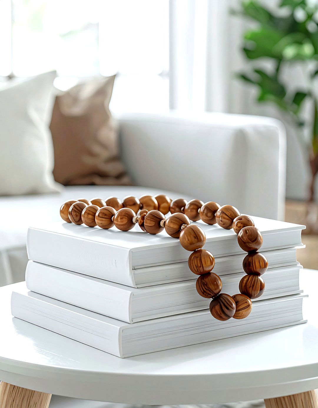 Wood Bead Garland - 30 living room finishing touches ideas