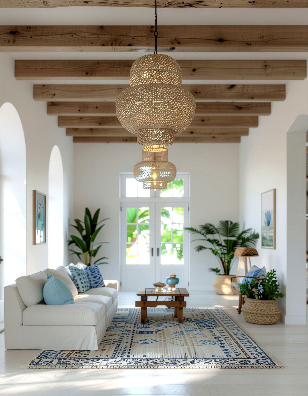 Wood Beaded Chandelier - 30 entryway lighting ideas