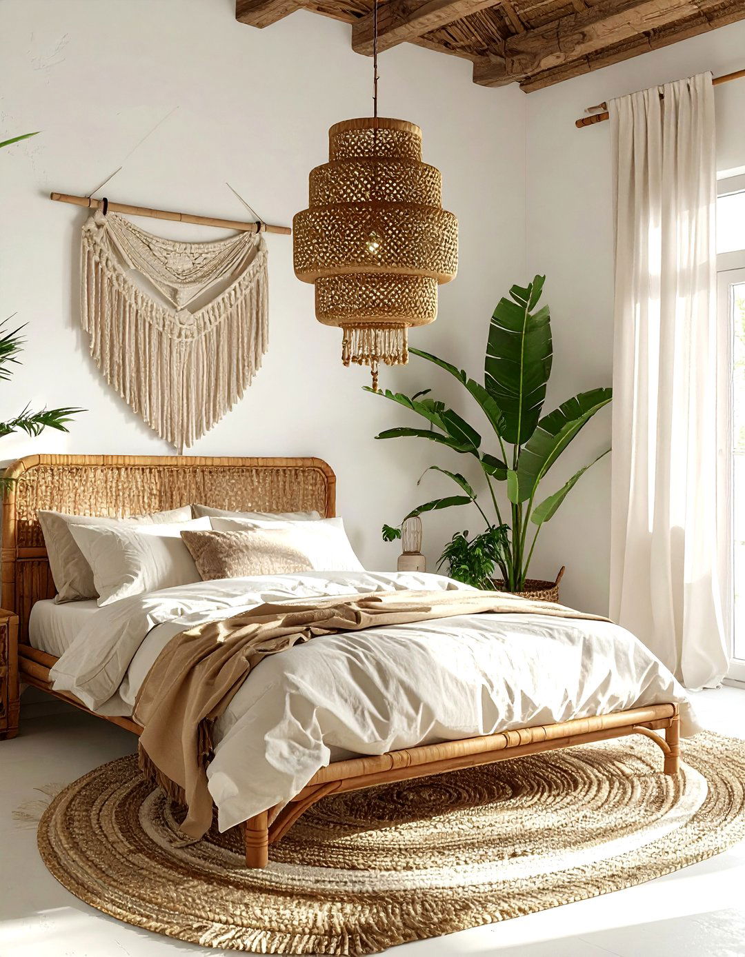 Wood Beaded Chandelier - 30 bedroom chandelier ideas