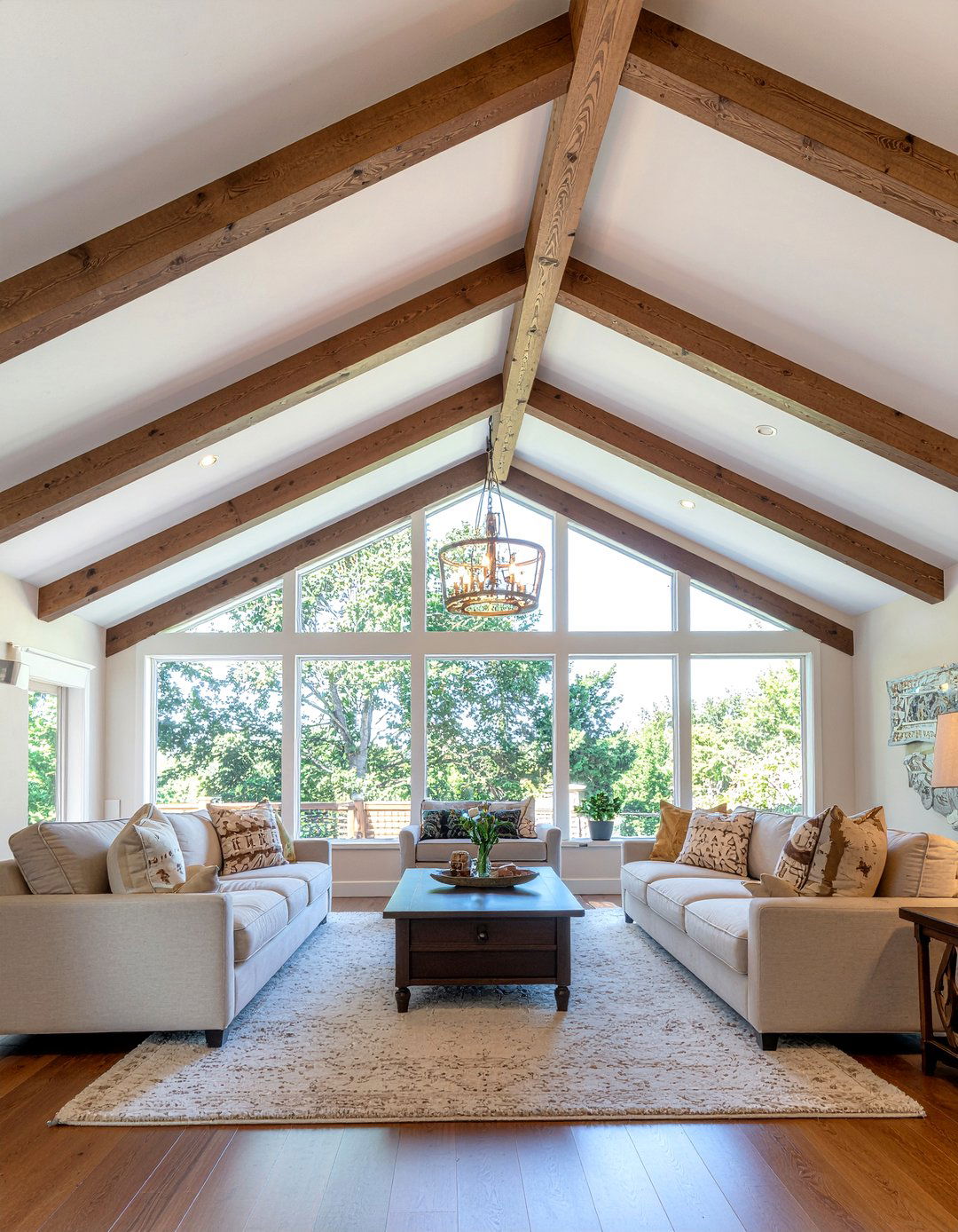 Wood Beam Ceiling - 30 living room lodge furniture ideas
